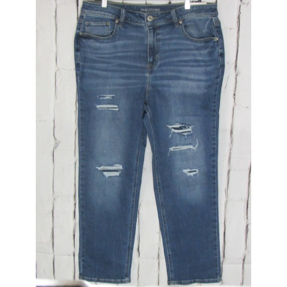 Maurices Denim - maurices Women Jeans Size 16 Blue Straight Slim High Rise Sandblasted Denim New